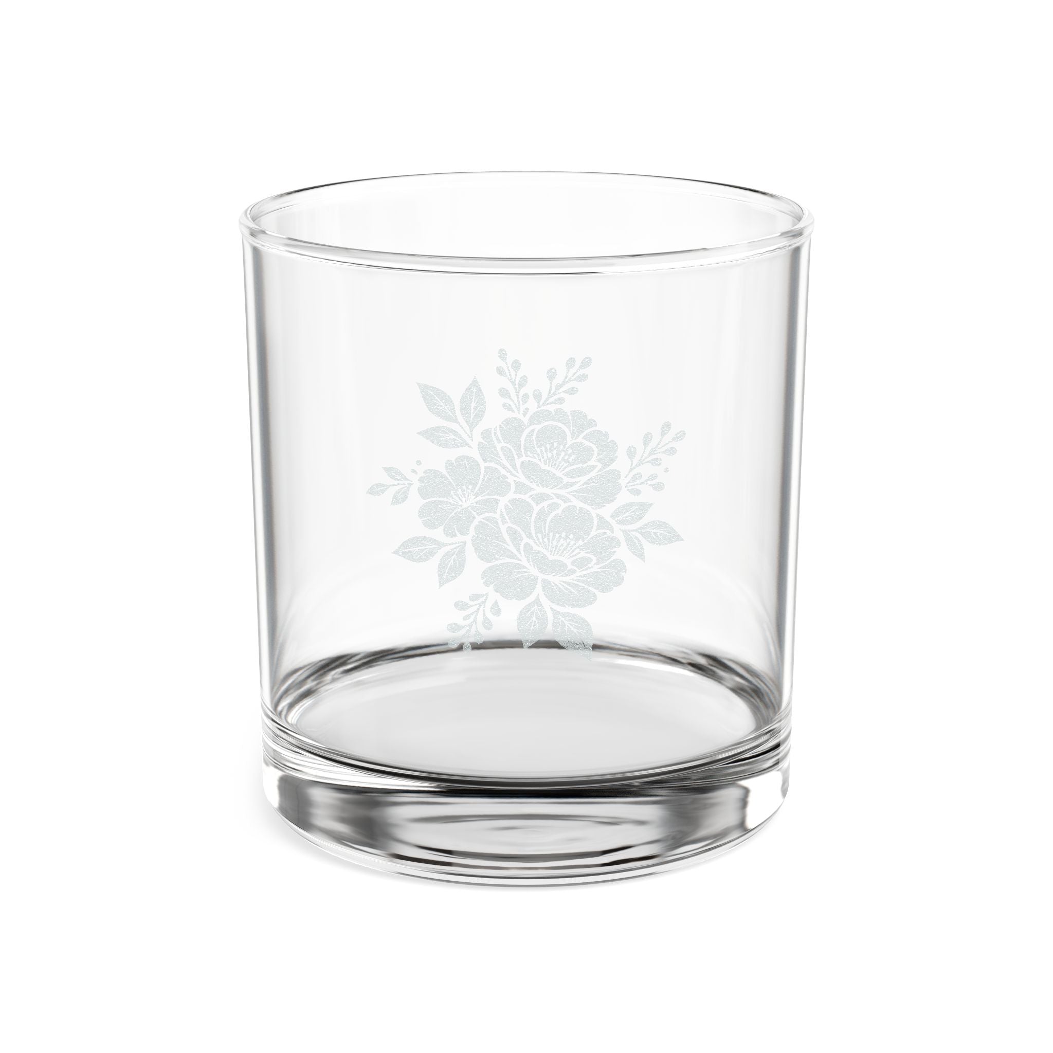 Floral Engraved Whiskey Glass – 10.5oz Rocks Glass | Elegant Gift for Him or Her | Aliria